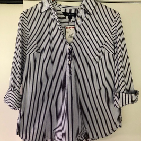 Tommy Hilfiger striped cotton Oxford style pullover size M - Picture 1 of 8